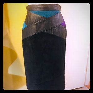 Cayenne Vintage Suede & Leather Pencil Skirt